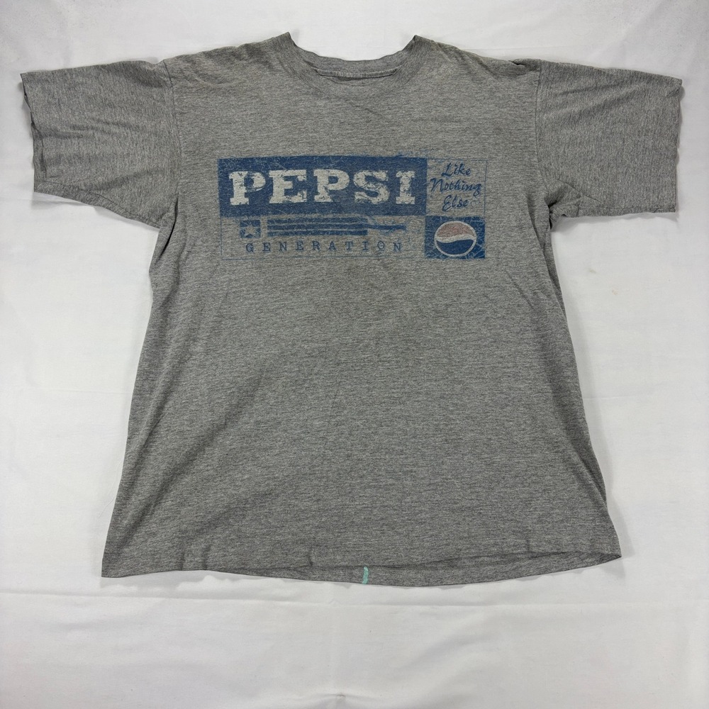Vintage Pepsi Generation‎ Graphic T Shirt Mens Grey Short Sleeve Single Stitch